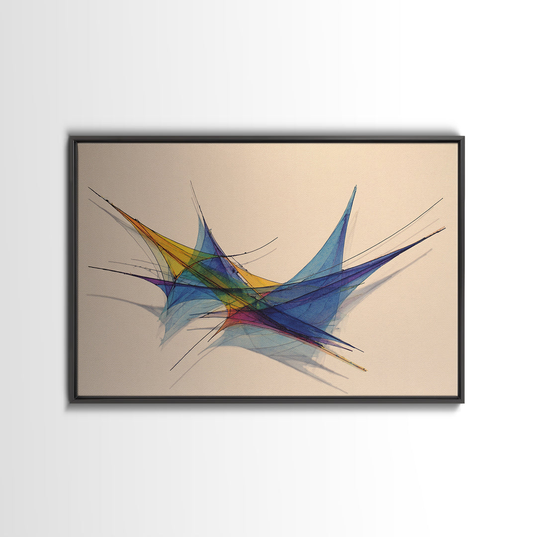 Colorful Geometric Stabile Wall Art, Modern Sculpture Inspired Print, Midcentury Abstract Lines, Bauhaus Bright Home Office Decor