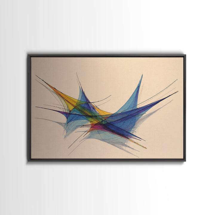 Colorful Geometric Stabile Wall Art, Modern Sculpture Inspired Print, Midcentury Abstract Lines, Bauhaus Bright Home Office Decor