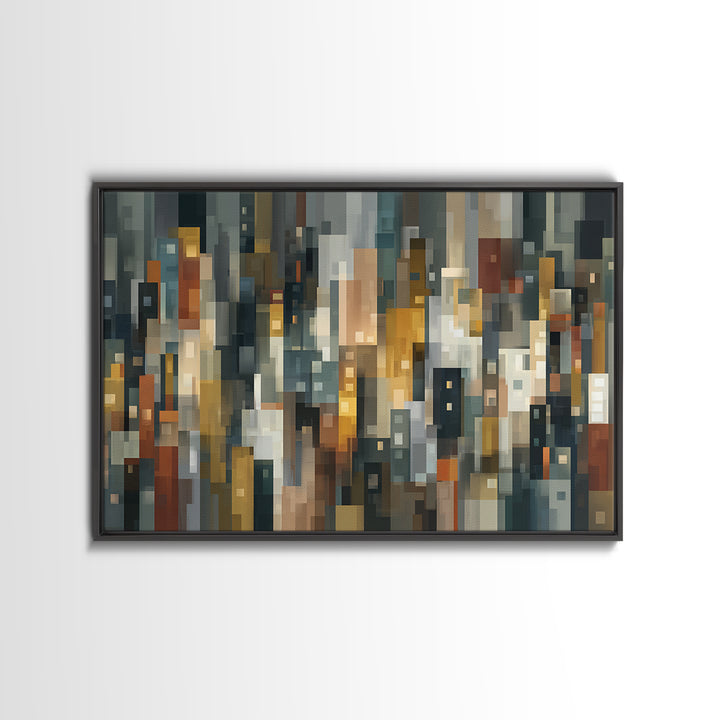 Moody Abstract City Skyline Wall Art, Modern Urban Decor, Geometric Cityscape Print, Home Office Art, Contemporary Poster