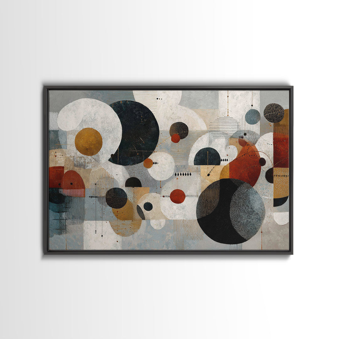 Atomic Circle Mobile Wall Art, Midcentury Modern Art, Geometric Art Print, Abstract Wall Art, Burnt Orange Art, Retro Decor