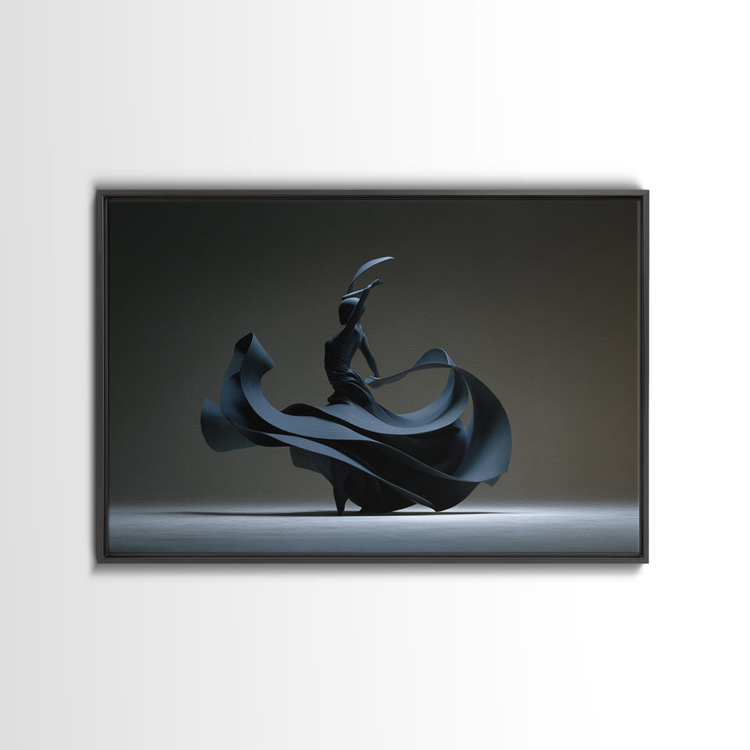 Black Flamenco Dancer Canvas Print, Modern Sculpture Inspired Wall Art, Masculine Abstract Decor, Statement Wall Decor Poster