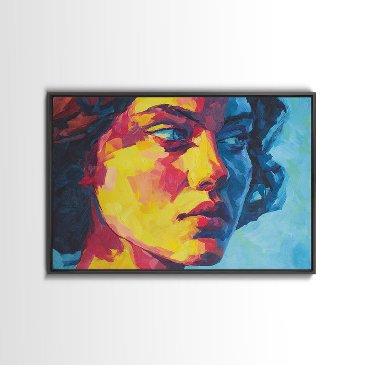 Colorful Expressionist Profile Portrait Canvas Print, Modern Abstract Art, Bold Figurative Wall Art For Bedroom Living Room