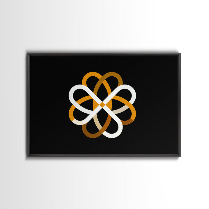 Orange White Atomic Loop Abstract, Modern Wall Art, Minimalist Geometric Poster, Retro MCM Home Decor Canvas Print Gift Idea