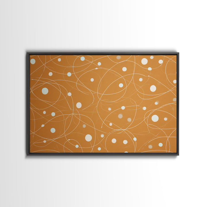Burnt Orange Orbit Line Wall Art, Midcentury Modern Abstract Print, Minimal Atomic Pattern, Neutral Geometric Office Decor