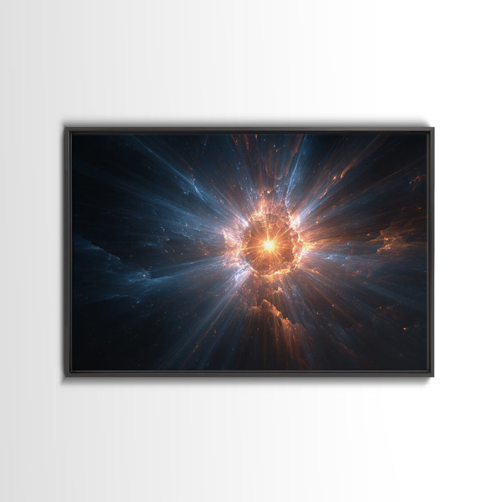 Cosmic Starburst Nebula Framed Canvas Print, Modern Wall Art, Space Abstract Art, Sci Fi Galaxy Decor For Living Room Decor