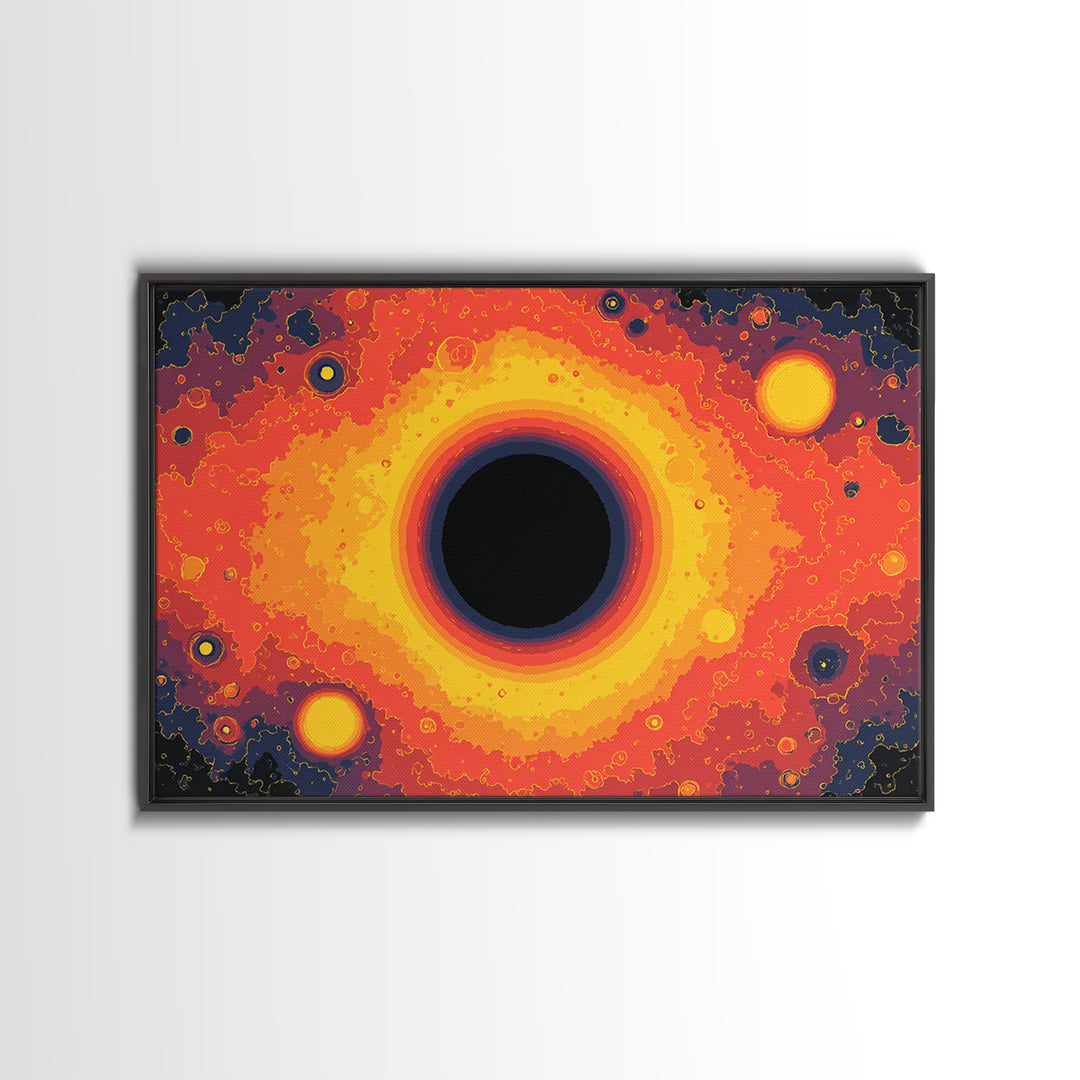 Fiery Black Hole Eclipse Wall Art, Modern Abstract Art Print, Orange Space Poster, Cosmic Galaxy Decor For Living Room Decor