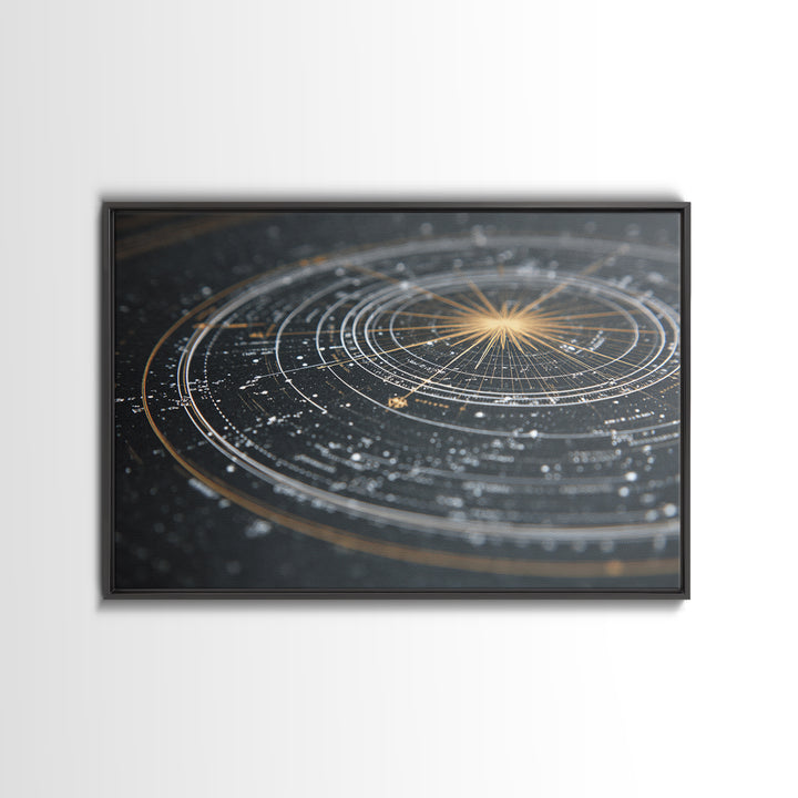 Black Gold Celestial Star Chart Wall Art, Astronomical Map Print, Modern Cosmic Decor, Space Abstract Home Office Poster