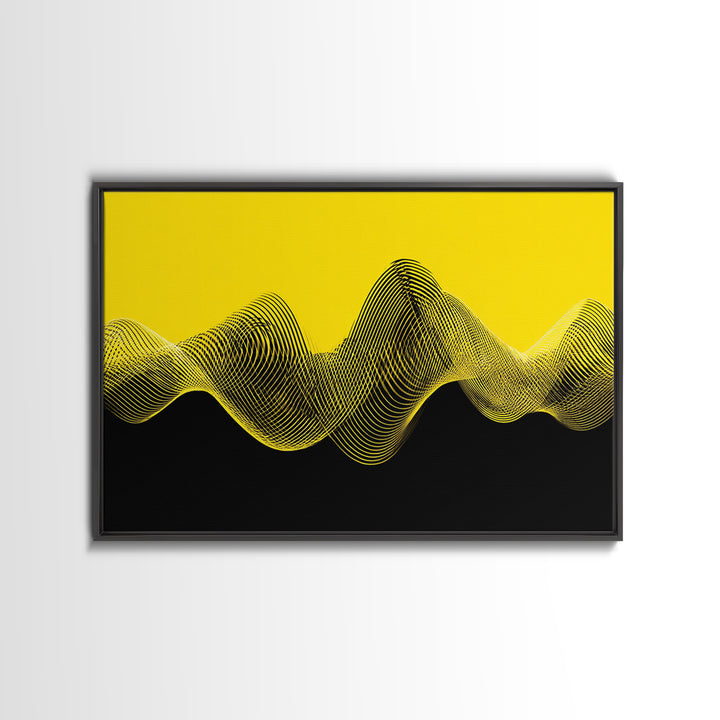 Yellow Black Waveform Wall Art, Minimalist Abstract Canvas Print, Modern Geometric Art, Office Decor, Statement Wall Decor