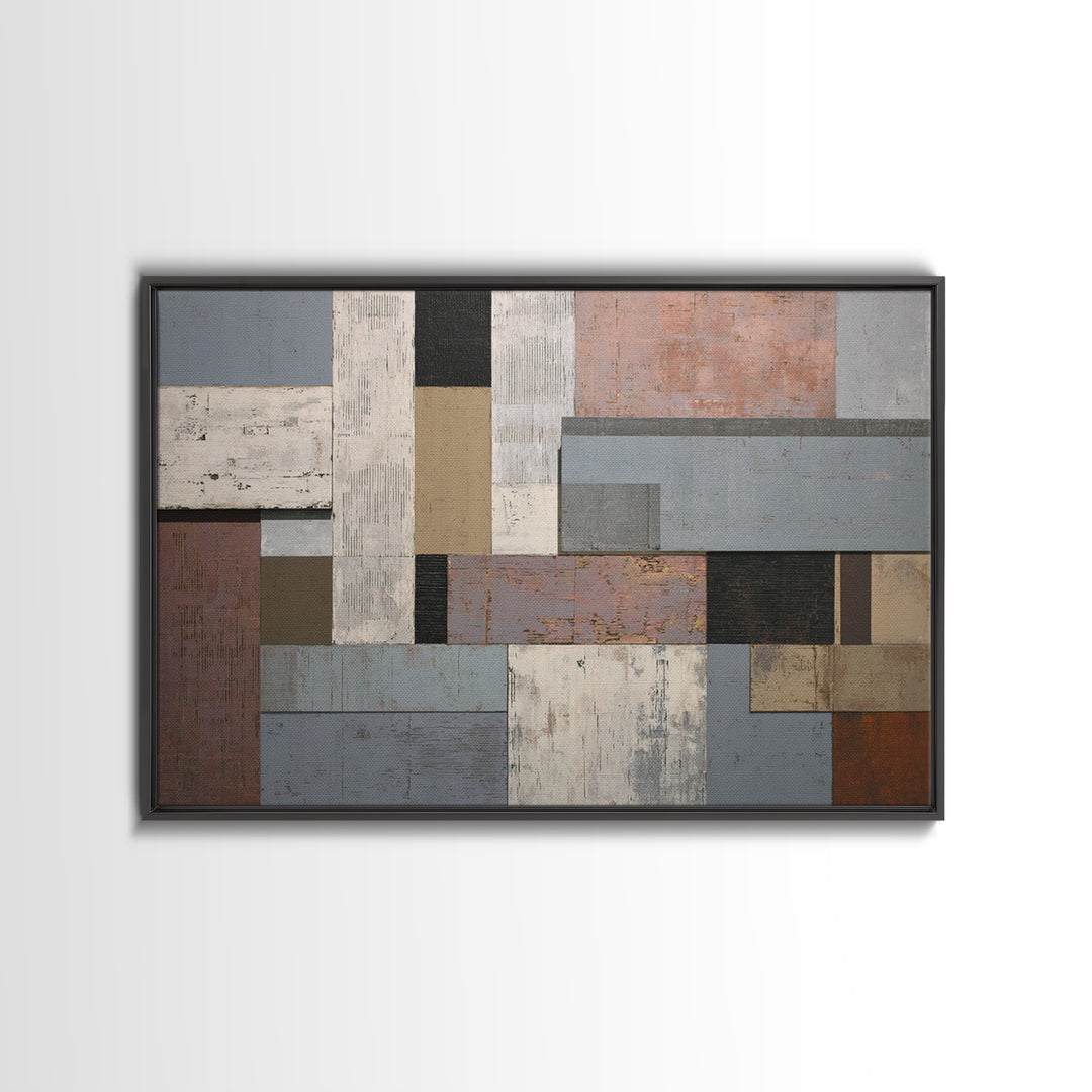 Neutral Gray Taupe Geometric Rectangle Wall Art, Modern Contemporary Abstract Print, Minimalist Office Decor For Living Room