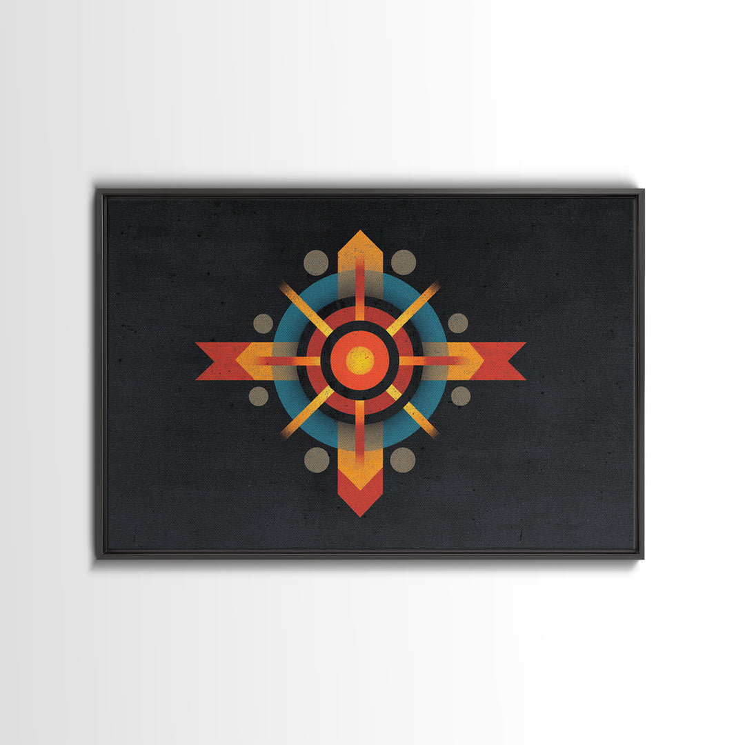 Dark Atomic Target Cross Wall Art, Midcentury Modern Abstract Print, Retro Geometric Poster, Masculine Office Decor, MCM Decor