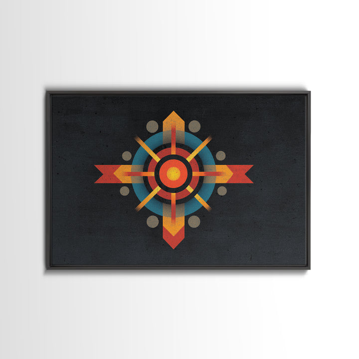 Dark Atomic Target Cross Wall Art, Midcentury Modern Abstract Print, Retro Geometric Poster, Masculine Office Decor, MCM Decor