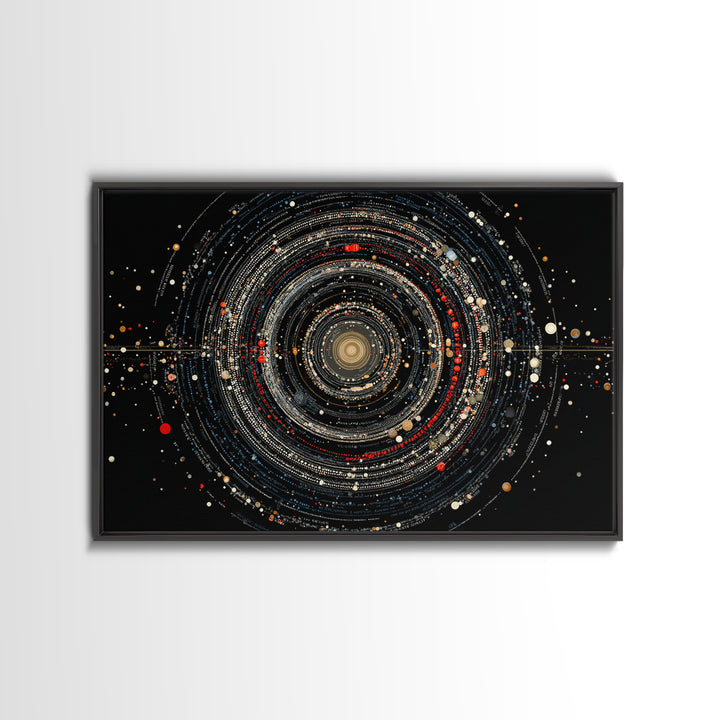 Black Cosmic Rings Wall Art, Abstract Solar System Framed Canvas Print, Modern Art Print, Space Abstract Art, Galaxy Decor