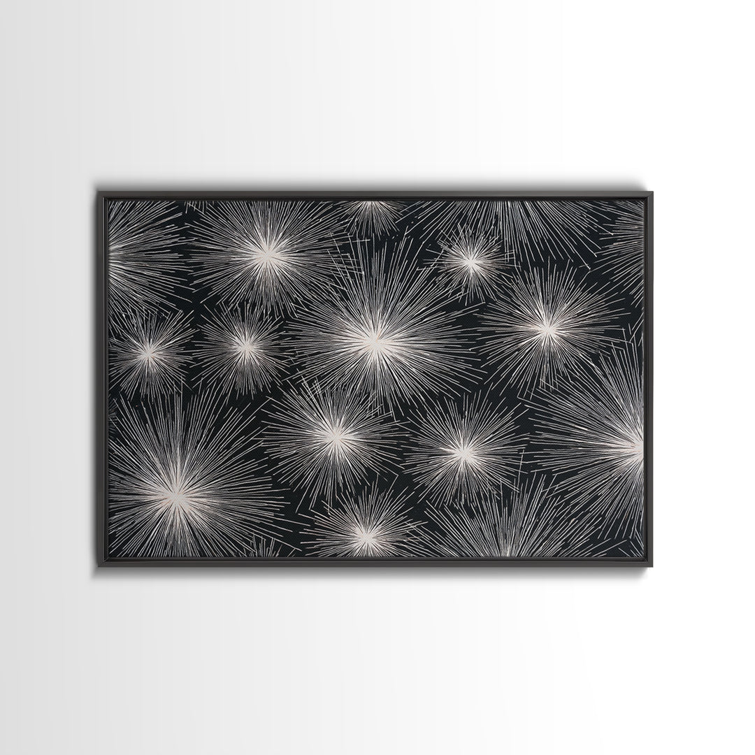 Black White Firework Starbursts Wall Art, Minimalist Canvas Print, Geometric Wall Art, Modern Abstract Art, Bold Decor Poster