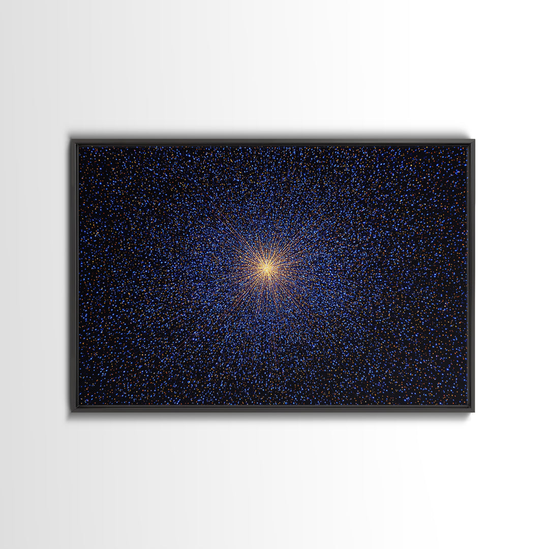 Radiant Blue Orange Starburst Wall Art, Midcentury Modern Abstract Art Print, Cosmic Retro Decor, Modern Home Decor, Bedroom Decor