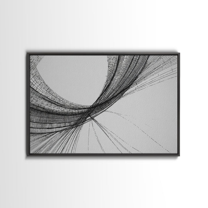 Black Fine Line Curve Wall Art, Minimalist Abstract Art Print, Monochrome Modern Wall Decor, Office Decor, Large Prints, Home Decor