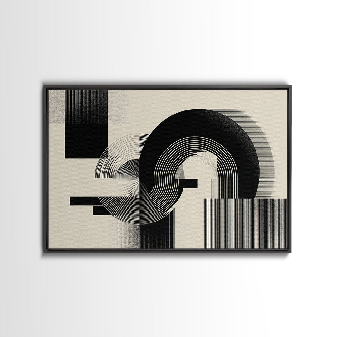 Black Cream Optical Arch Wall Art, Midcentury Modern Abstract Art Print, Bauhaus Geometric Wall Decor, Office Decor, Modern Home Decor
