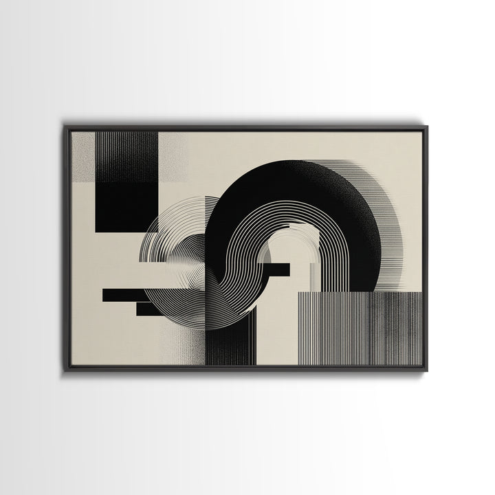 Black Cream Optical Arch Wall Art, Midcentury Modern Abstract Art Print, Bauhaus Geometric Wall Decor, Office Decor, Modern Home Decor