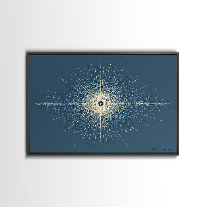 Blue Cream Dotted Atomic Starburst Wall Art, Midcentury Modern Art Print, Geometric Abstract Decor, Retro MCM Poster, Home Decor