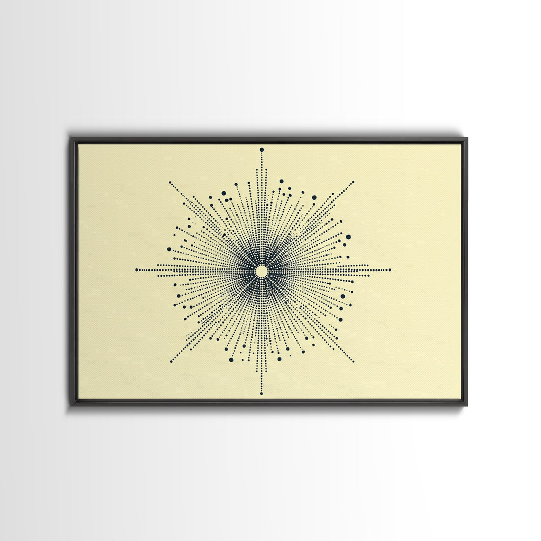 Navy Cream Dotted Starburst Wall Art, Midcentury Modern Art Print, Atomic Geometric Abstract Decor, Retro MCM Poster, Home Decor