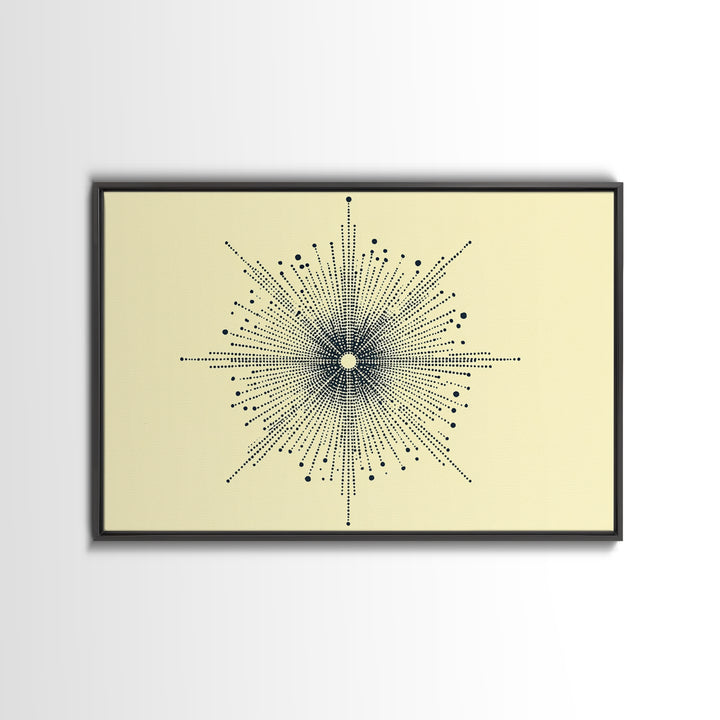 Navy Cream Dotted Starburst Wall Art, Midcentury Modern Art Print, Atomic Geometric Abstract Decor, Retro MCM Poster, Home Decor