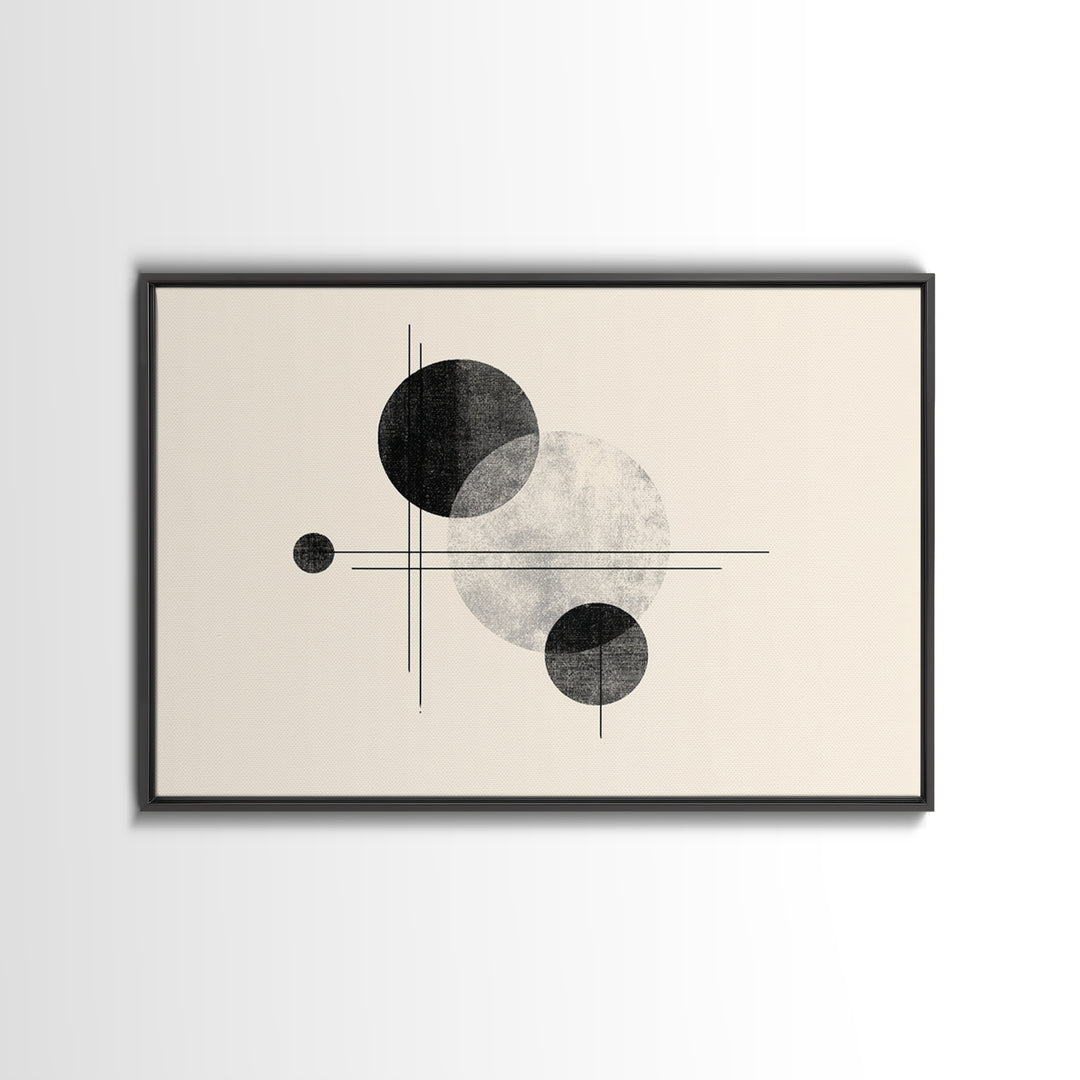 Black White Textured Circle Lines Wall Art, Midcentury Modern Art Print, Minimalist Geometric Abstract Decor, Neutral Poster