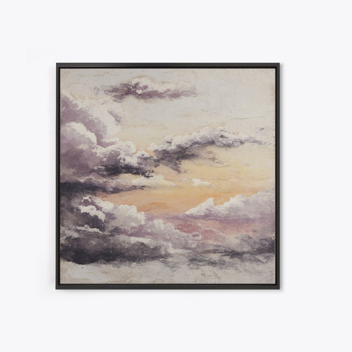 Gentle Cloudscape in Lavender and Cream Canvas Print, Meditation Art, Gallery Wall Art, Living Room Decor, Watercolor Art, MED-1x1-19