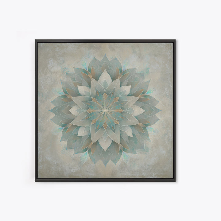 Sacred Geometry Lotus Framed Canvas Print, Meditation Art, Contemporary Art, Living Room Decor, Stillness, Modern Decor, MED-1x1-39