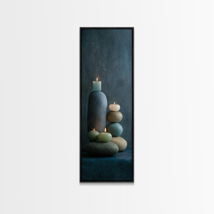 Minimal Candle Flame on Dark Background Canvas Print, Meditation Art, Printable Artwork, Living Room Decor, Fine Art, Stillness, MED-1x3-2