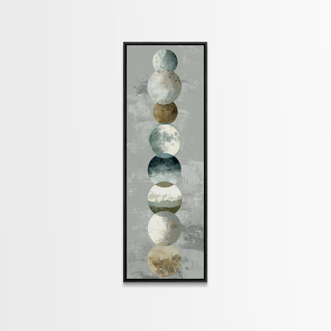 Moon Phases over a Quiet Desert Canvas Print, Meditation Art, Luxury Decor, Living Room Decor, Fine Art, Stillness, Canvas Art, MED-1x3-21