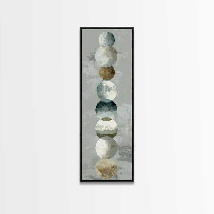 Moon Phases over a Quiet Desert Canvas Print, Meditation Art, Luxury Decor, Living Room Decor, Fine Art, Stillness, Canvas Art, MED-1x3-21