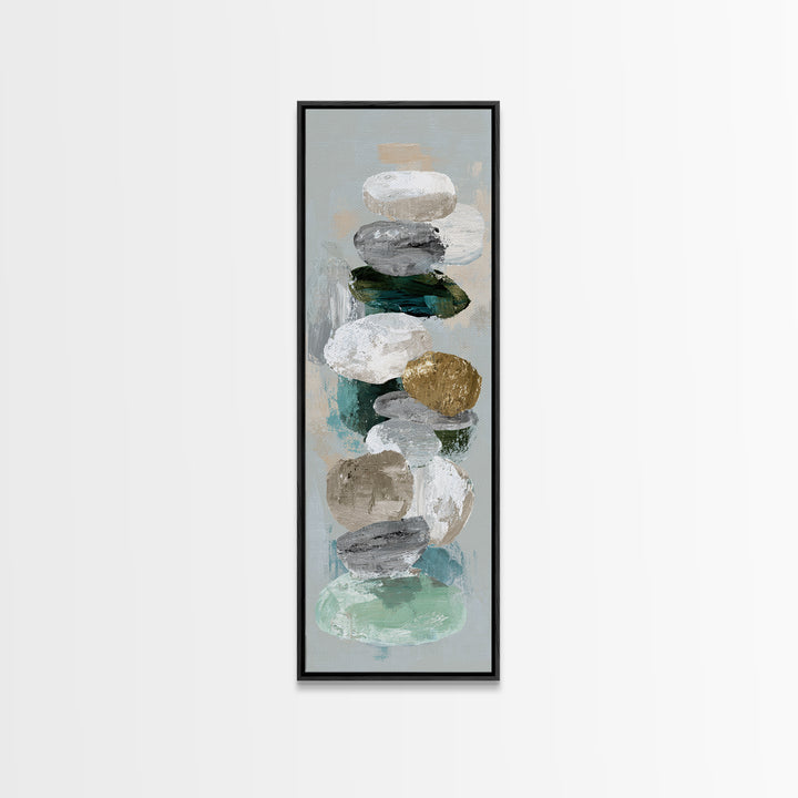 Zen Circle Brushstroke on Textured Paper Canvas Print, Meditation Art, Boho Wall Decor, Living Room Decor, Fine Art, Stillness, MED-1x3-40