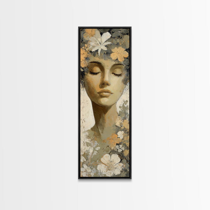 Calm Face Portrait Canvas Print, Meditation Art, Modern Wall Art, Living Room Decor, Fine Art, Stillness, Buddha Wall Art, MED-1x3-60