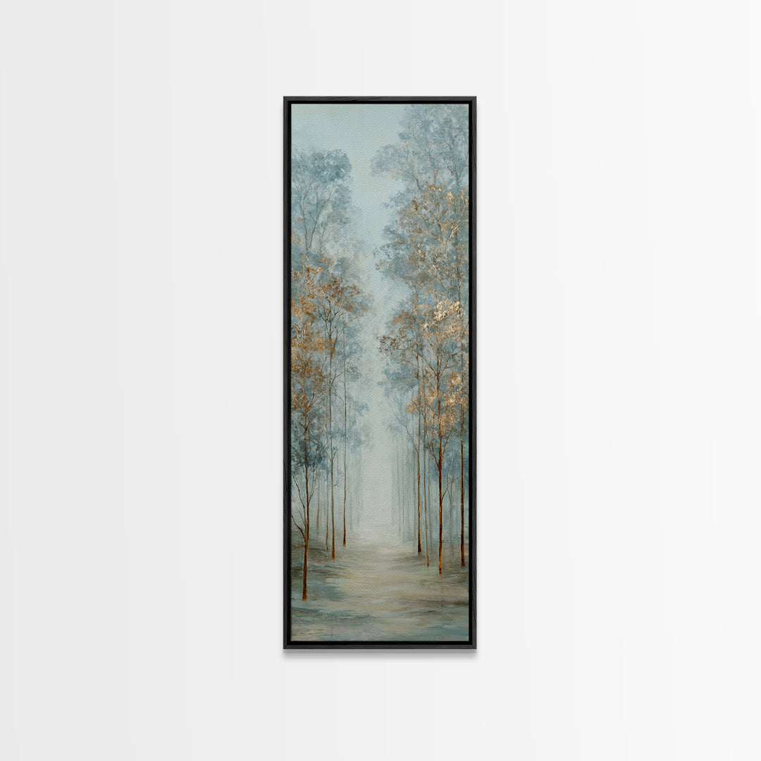 Misty Forest Path Canvas Print, Meditation Art, Boho Decor, Living Room Decor, Fine Art, Stillness, Original Art, Abstract Art, MED-1x3-97
