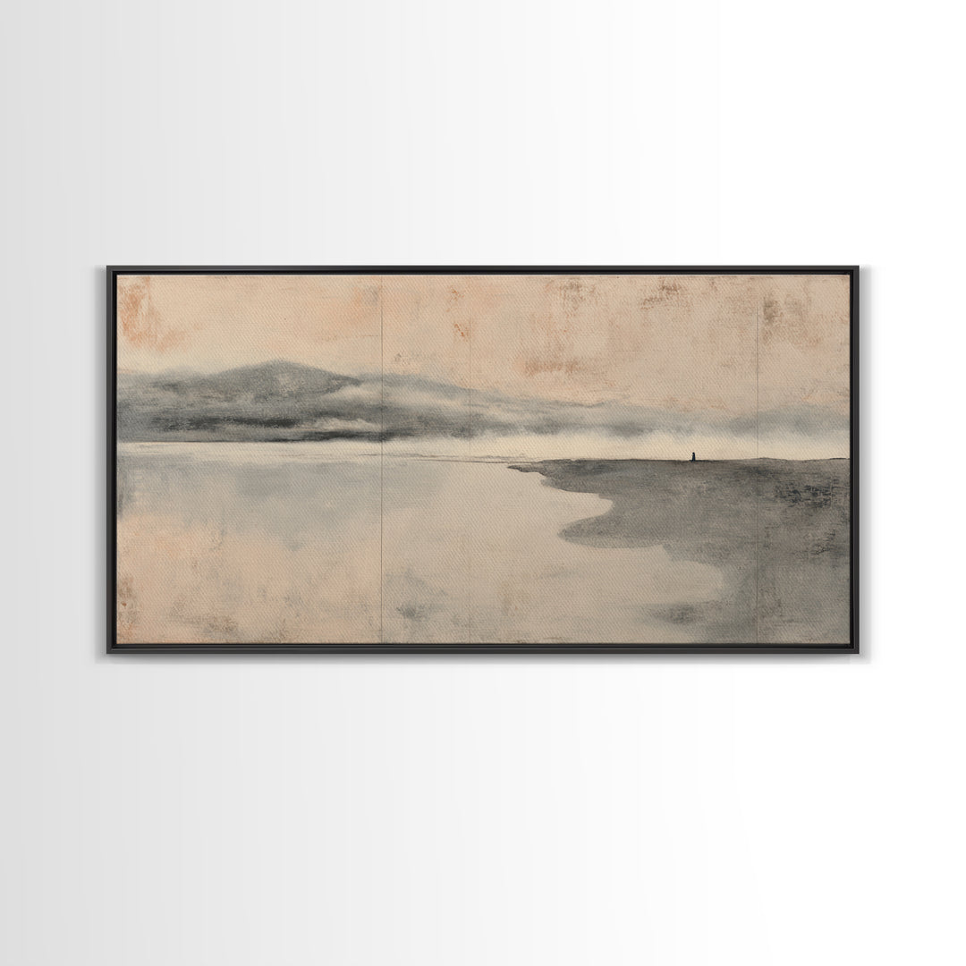 Ocean Horizon with Meditative Stillness Framed Canvas Print, Meditation Art, Luxury Decor, Living Room Decor, Stillness, MED-2x1-38