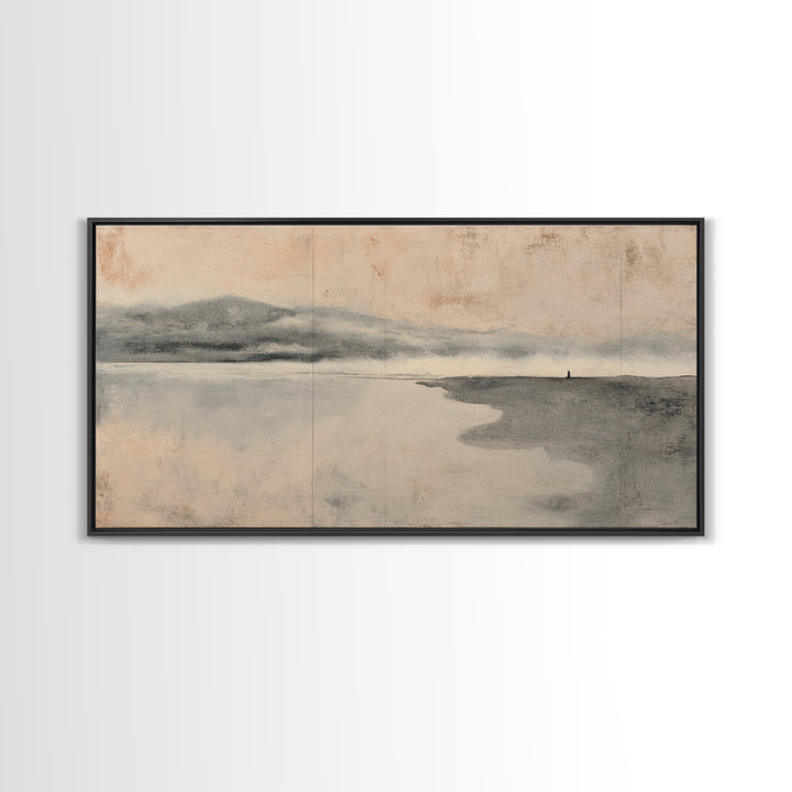 Ocean Horizon with Meditative Stillness Framed Canvas Print, Meditation Art, Luxury Decor, Living Room Decor, Stillness, MED-2x1-38