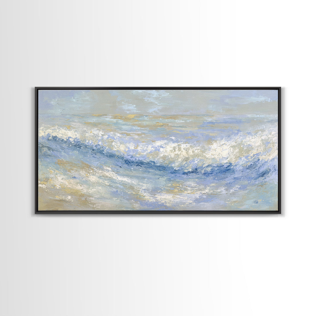 Abstract Breath Waves Framed Canvas Print, Meditation Art, Digital Wall Art, Living Room Decor, Stillness, Gallery Wall Art, MED-2x1-50