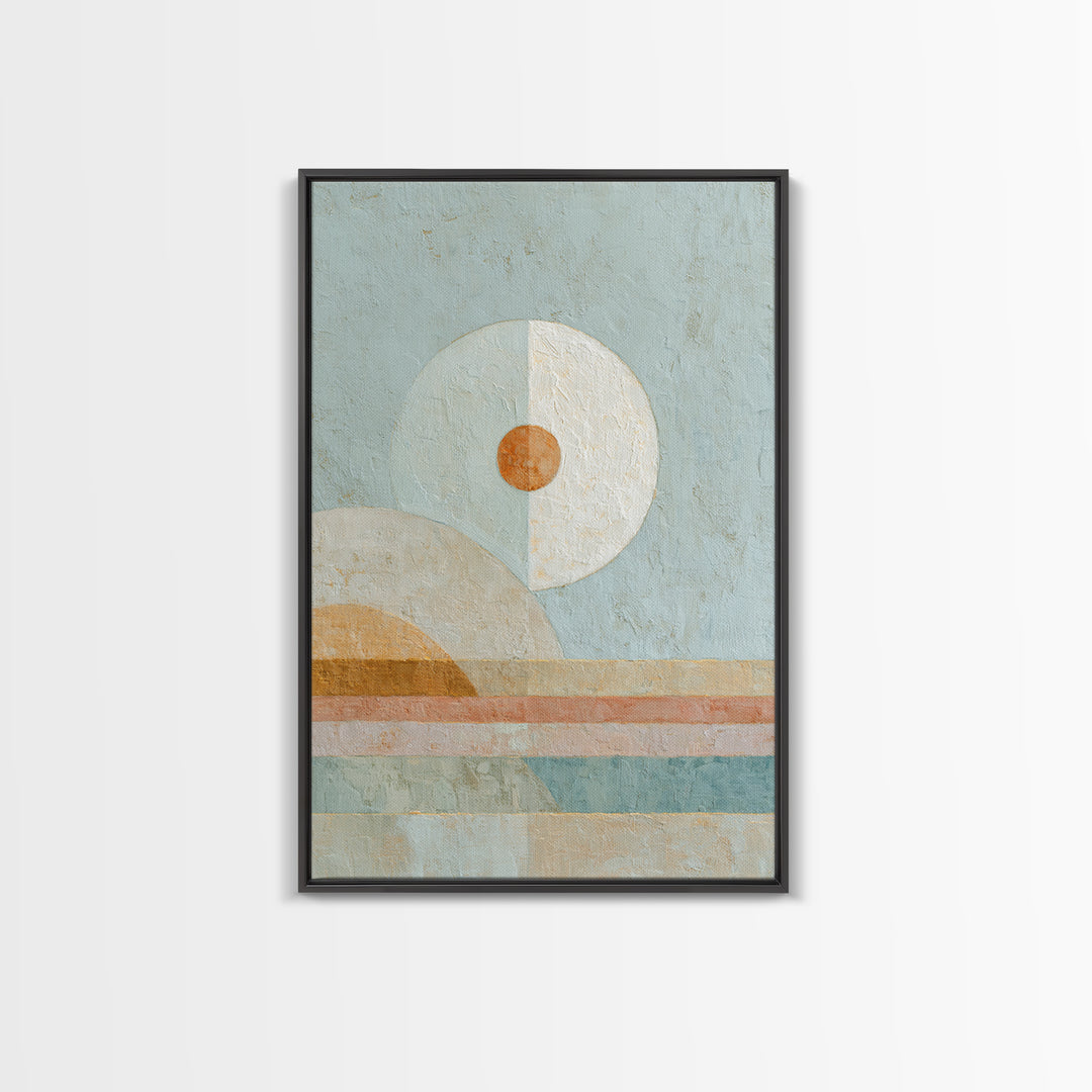Moon Phases over a Quiet Desert Framed Canvas Print, Meditation Art, Modern Wall Art, Living Room Decor, Fine Art, Stillness, MED-2x3-41