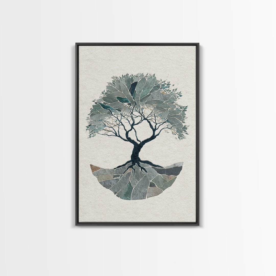 Tree of Life Framed Canvas Print, Meditation Art, Wall Decor, Living Room Decor, Fine Art, Stillness, Black Woman Art, MED-2x3-52