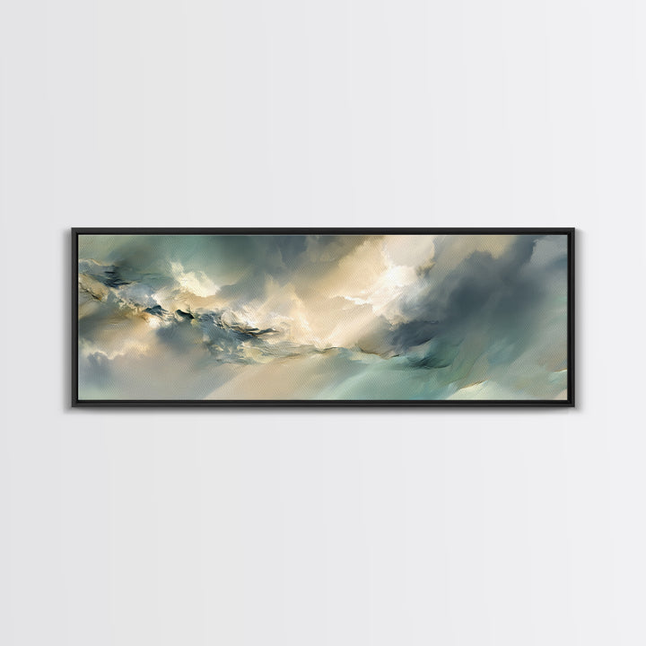 Angelic Light Rays Through Abstract Clouds Canvas Print, Meditation Art, Gallery Wall Art, Living Room Decor, Abstract Art, MED-3x1-86