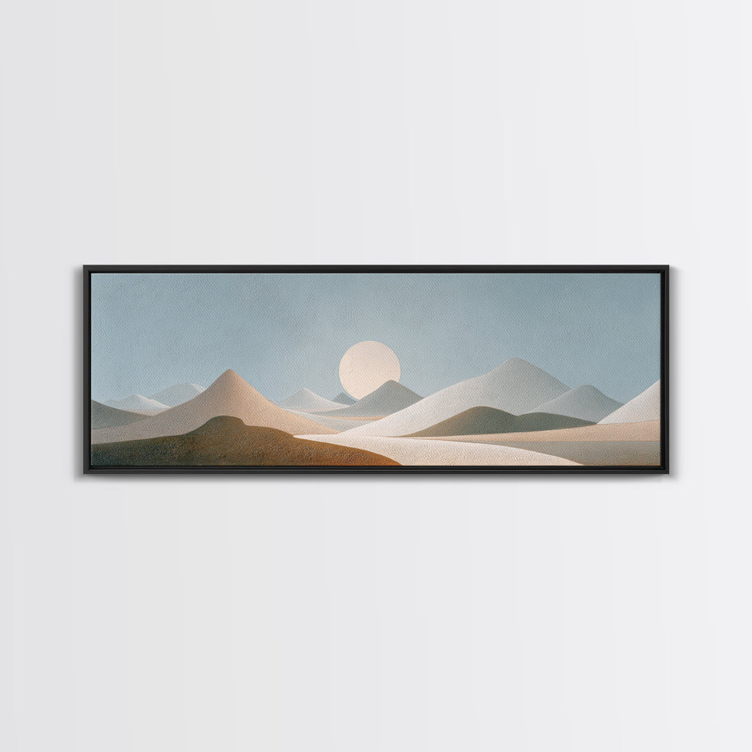Moon Phases over a Quiet Desert Canvas Print, Meditation Art, Luxury Decor, Living Room Decor, Fine Art, Stillness, Canvas Art, MED-3x1-97