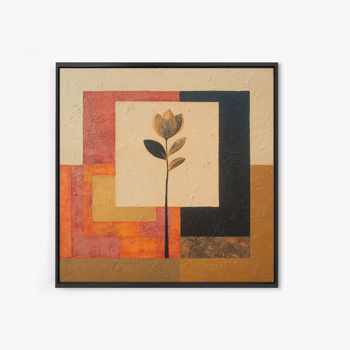 Single Flower Stem Framed Canvas Print, Minimalist Art, Art, Living Room Decor, Oil Painting, Minimal, Canvas Tote Bag, MIN-1x1-12