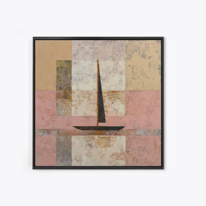 Tiny Sailboat under Open Sky Canvas Print, Minimalist Art, Japanese Wall Art, Living Room Decor, Minimal, Luxury Decor, MIN-1x1-14