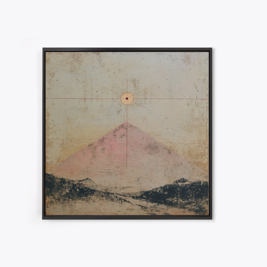 Thin Line Mountain Framed Canvas Print, Minimalist Art, Boho Wall Art, Living Room Decor, Oil Painting, Minimal, MIN-1x1-2