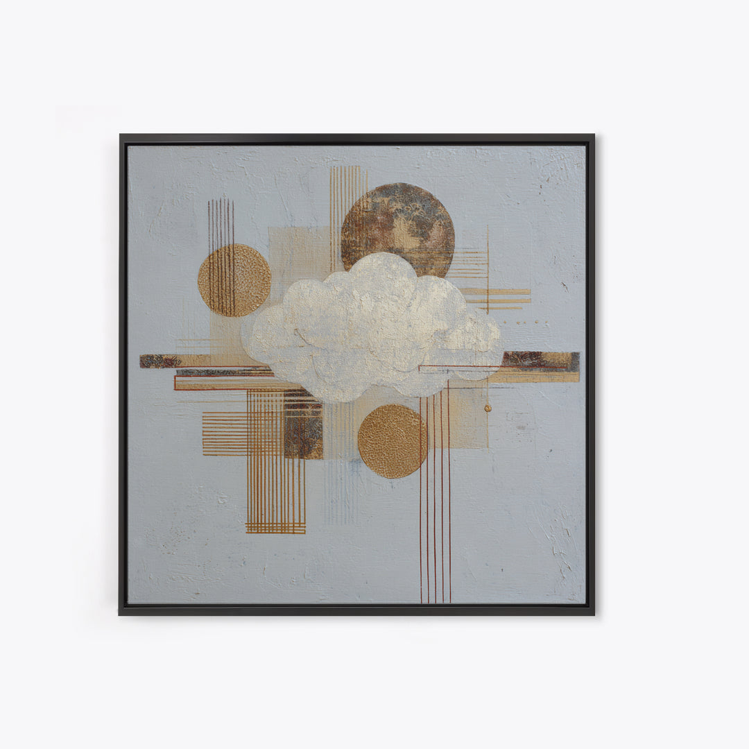Small Cloud Study Framed Canvas Print, Minimalist Art, Neutral Decor, Living Room Decor, Fine Art, Minimal, Home Decor, MIN-1x1-21