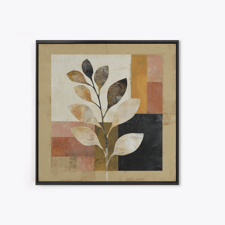 Minimal Branch Silhouette Framed Canvas Print, Minimalist Art, Black Art, Living Room Decor, Oil Painting, Minimal, MIN-1x1-27