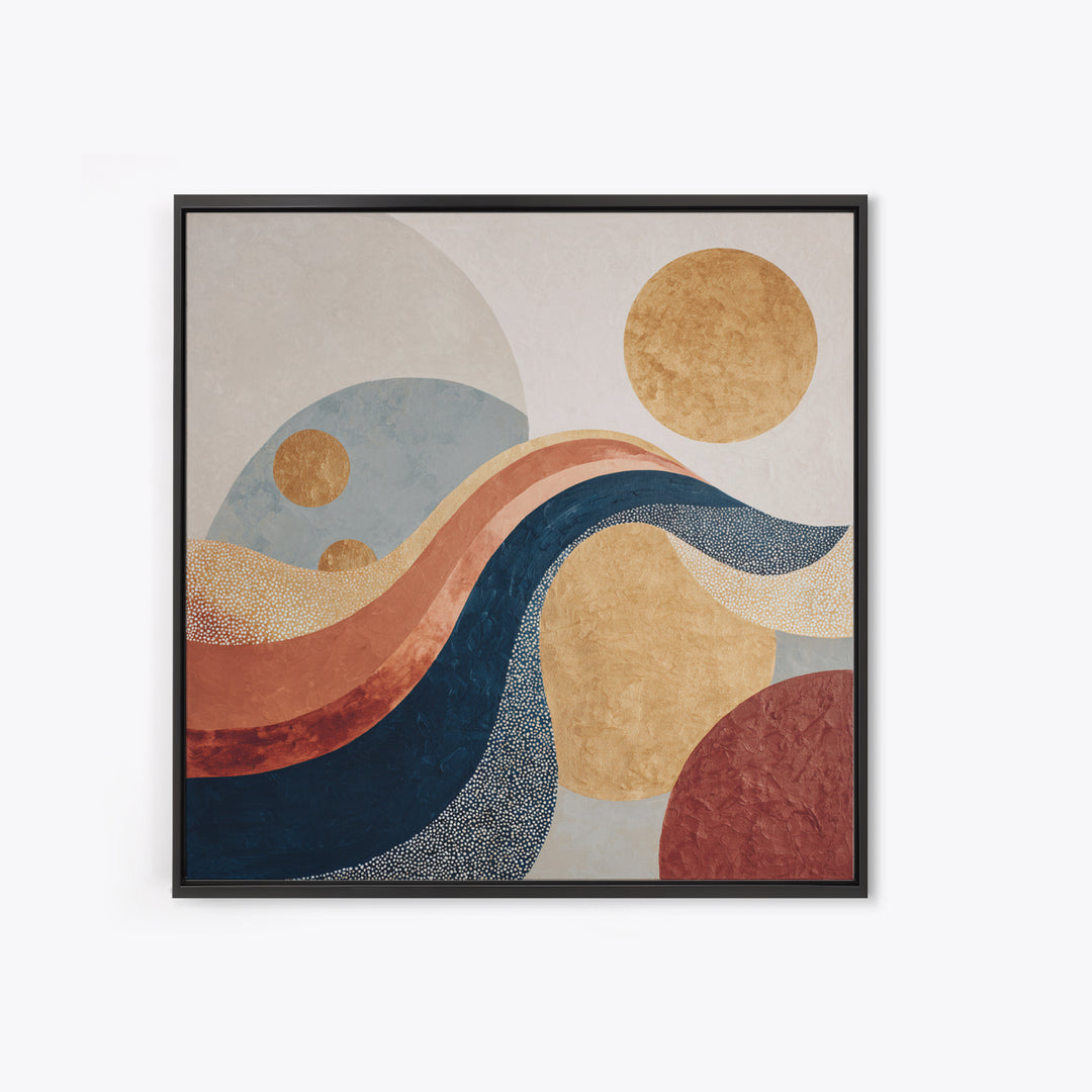 Minimal Abstract Wave Line Framed Canvas Print, Minimalist Art, Boho Decor, Living Room Decor, Minimal, Digital Prints, MIN-1x1-37