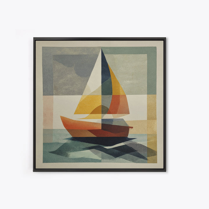 Tiny Sailboat under Open Sky Framed Canvas Print, Minimalist Art, Gallery Decor, Living Room Decor, Fine Art, Minimal, MIN-1x1-38