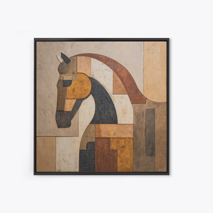 Minimal Horse Contour Framed Canvas Print, Minimalist Art, Modern Wall Art, Living Room Decor, Abstract Art, Minimal, MIN-1x1-42