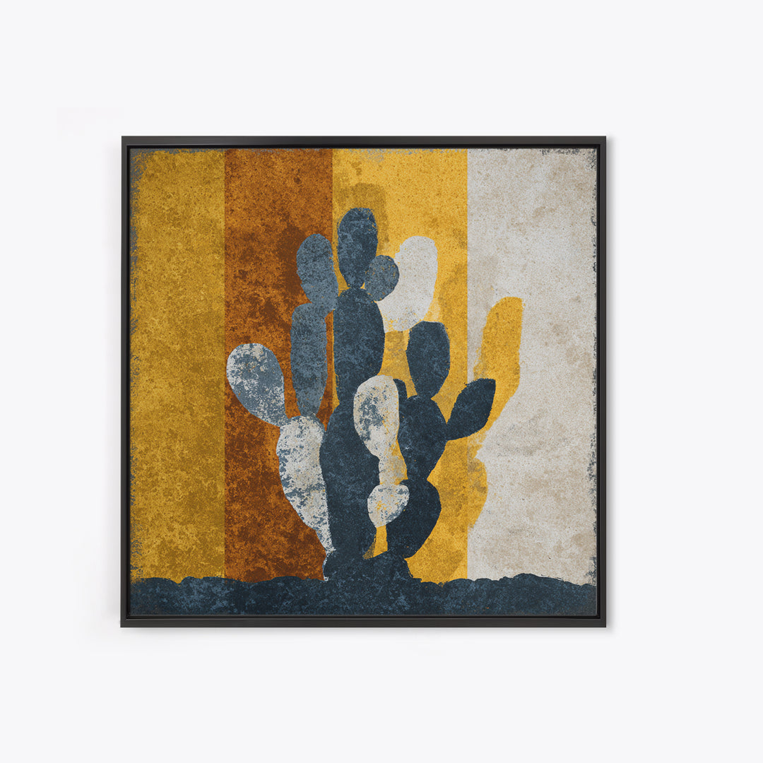 Black and White Cactus Silhouette Framed Canvas Print, Minimalist Art, Digital Wall Art, Living Room Decor, Fine Art, Minimal, MIN-1x1-44