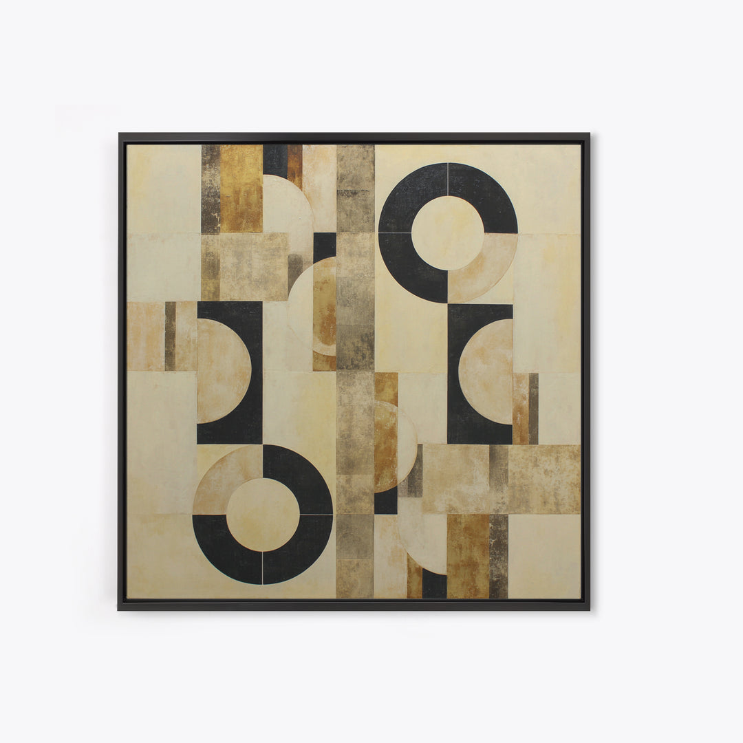 Single Black Circle on Warm Ivory Ground Canvas Print, Minimalist Art, Room Decor, Living Room Decor, Fine Art, Minimal, MIN-1x1-49